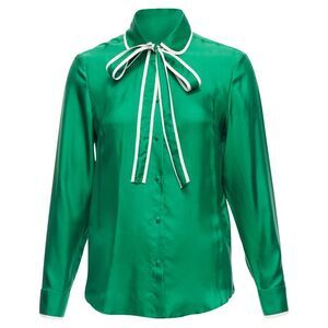 Red Valentino Silk Bow Tie Peter Pan Blouse Shirt